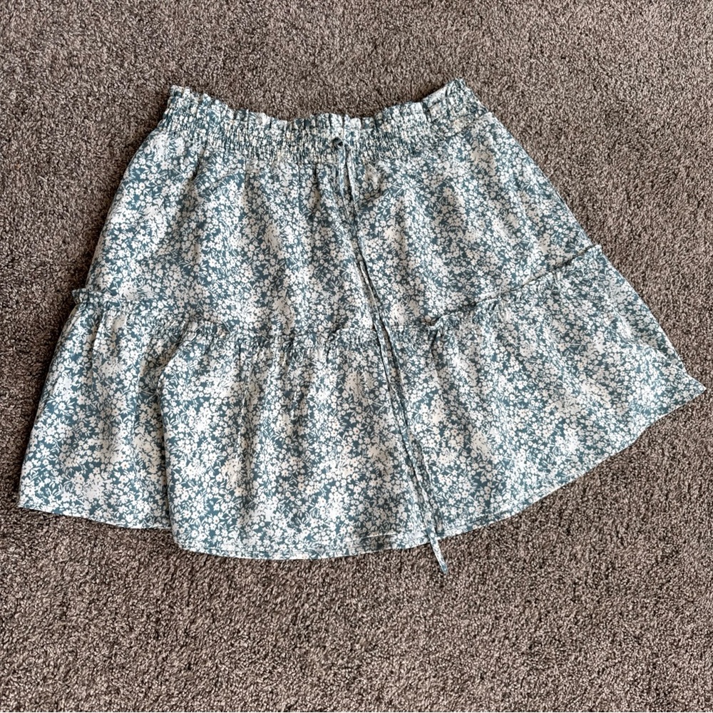 Paper Crane Large Floral Blue Skirt